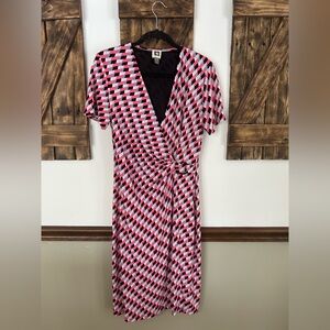 Anne Klein Geo Print Wrap Dress Women’s Medium